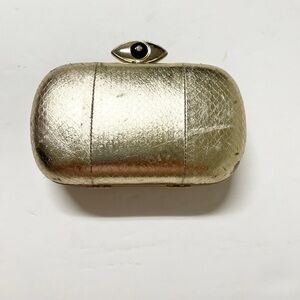 Gold Eye Clasp Metallic Evening Clutch
